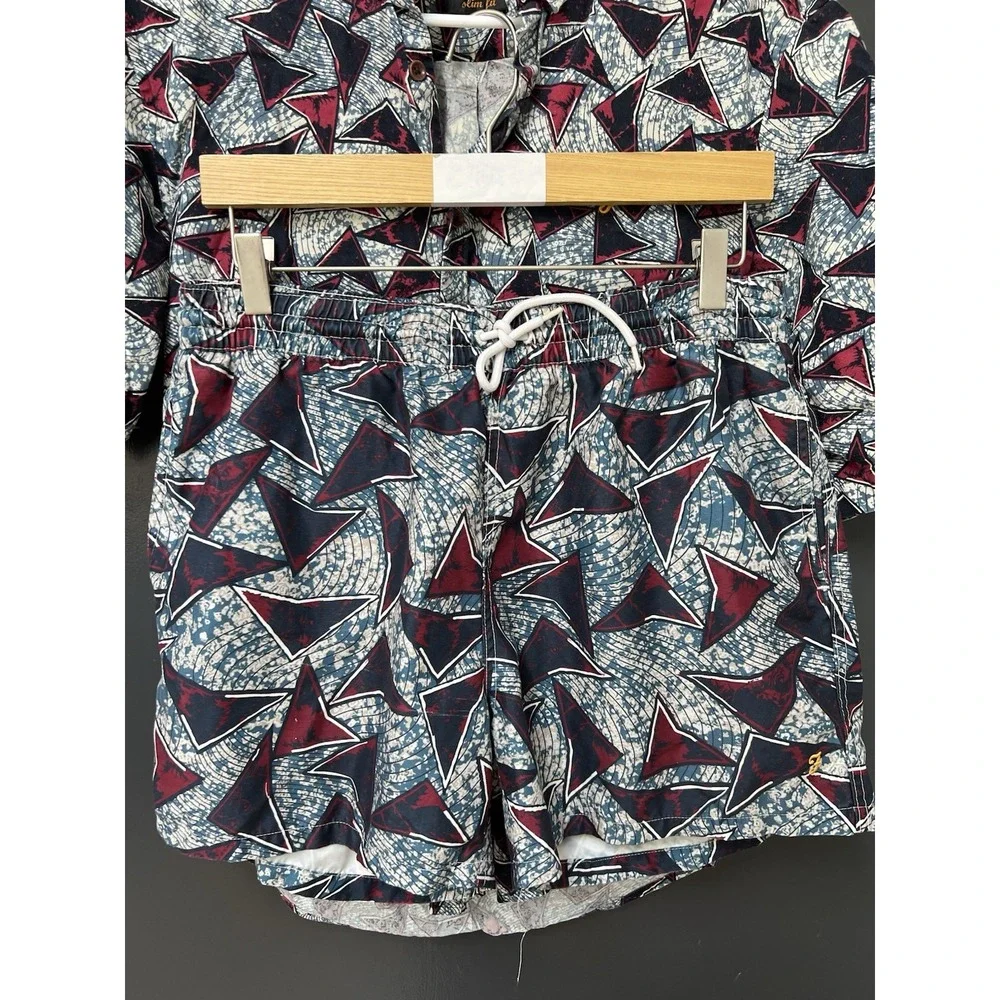 Farah Vintage Patterned Swim Shorts and Button Up Set Sz M